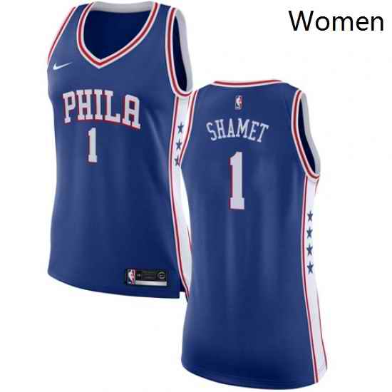 Womens Nike Philadelphia 76ers 1 Landry Shamet Swingman Blue NBA Jersey Icon Edition